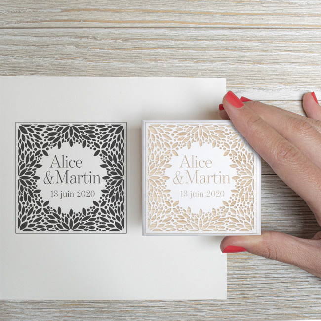 Tampon Mariage Personnalisé Carré - 7x7 cm