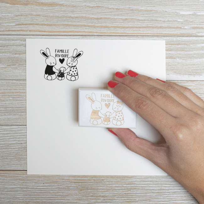 Tampon Naissance Personnalisé Rectangulaire - 6x4 cm