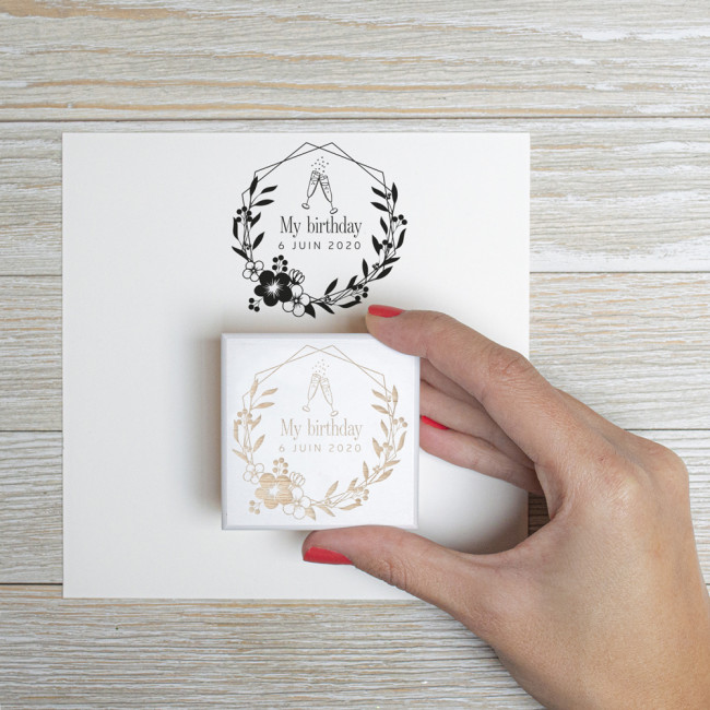 Tampon Anniversaire Personnalisé Carré - 6x6 cm